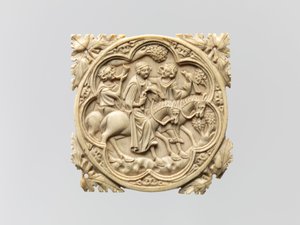 Estuche de espejo con una fiesta de cetrería, 1330-60 de French School
