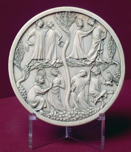 Estuche de espejo que representa escenas cortesanas, c.1320-30 de French School