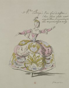 La Srta. Puvigne como Aire, en Zoroastro, un libreto de Cahusac, compuesto por Jean-Philippe Rameau (1683-1764) facsímil de A. Guillaumot Fils, 1749 (grabado en color) de French School