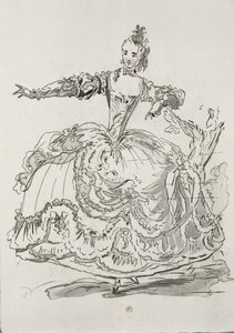La Srta. Puvigne como La Estatua Viviente, en Pigmalión, un libreto de Lamotte, compuesto por Jean-Philippe Rameau (1683-1764) 1748 (grabado en color) de French School