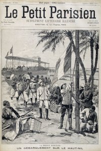Misión Marchand: desembarco en el alto Nilo - en "Le Petit Parisien" del 02/10/1898 (grabado) de French School