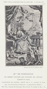 Mme De Pompadour, como mujer sabia que se dedica al estudio, leyenda del tiempo