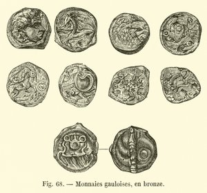 Monedas galas, en bronce (grabado) de French School