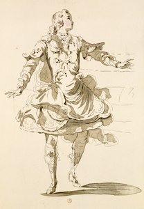 Monsieur Jeliotte como Pigmalión, en Pigmalión, un libreto de Lamotte, compuesto por Jean-Philippe Rameau (1683-1764) 1748 (grabado en color) de French School