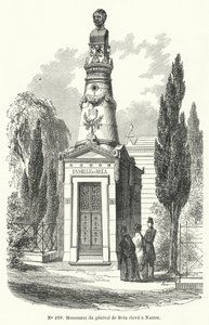 Monumento en Nantes al General francés Jean Baptiste Fidele Brea, ejecutado por revolucionarios durante el levantamiento de los Días de Junio en París en 1848 (grabado) de French School