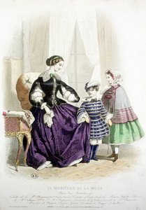 Madre e hijos - en “El Monitor de la Moda”, mediados del siglo XIX de French School
