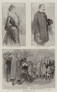 El Sr. Kruger en París, dando la bienvenida al ex-presidente en su hotel (litografía) de French School