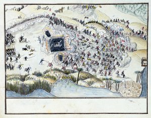 Ms.1688, Batalla en el desierto durante la campaña egipcia de Bonaparte, 1798 de French School