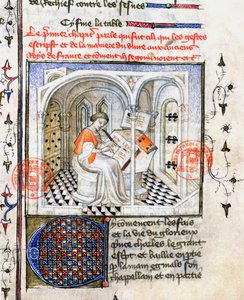 Ms.2028 Un Monje Escribiendo, de Crónicas de Saint-Denis de French School