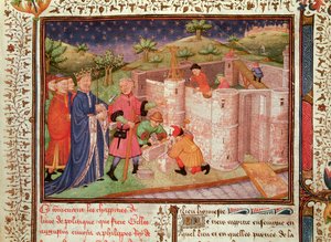 Ms 1015 fol.1 Construcción de un castillo, de Gouvernement des Rois et des Princes