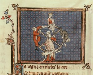 Ms 1044 Fol.74 La Rueda de la Fortuna, de Ovide Moralise escrito por Chretien Legouais de French School