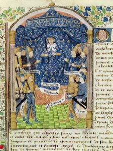 Carlos VII rodeado por su corte y Juana de Arco de French School