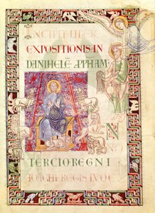 Ms 132 f.2v Daniel en el foso de los leones alimentado por Habacuc, de 