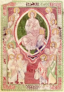 Ms 132 fol.2r Cristo con los doce profetas menores, de Explanatio in Prophetas et Ecclesiasten de San Jerónimo, de la Abadía de Citeaux de French School