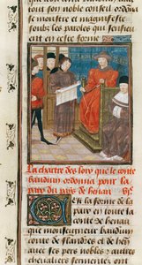 Ms. 149t.3 fol.175 v Carta de las Leyes que el Conde Baudouin VI de Hainault Ordena para la Paz del País de Hainault de French School