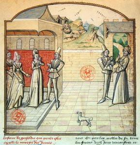 Ms 1560 Griseldis y su esposo el Marqués de Saluces, ilustración de 