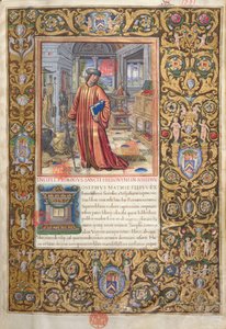 Flavio Josefo en su estudio, ilustración para el Prólogo de las Antigüedades de los Judíos (Antiquitates Judaicae) de Flavio Josefo, c.1503 de French School
