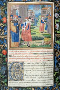 Ilustración del Libro XVIII (Desde el Destierro de Arquelao hasta la Salida de los Judíos de Babilonia), Capítulo 1 de las Antigüedades de los Judíos (Antiquitates Judaicae) de Flavio Josefo de French School