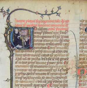 Monje dominico dando una lección a dos monjes, de Legenda Sanctorum Aurea por Jacques de Voragine de French School