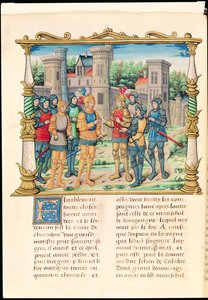 Ms 18 f.32v El Tratado de Conflans entre Luis XI y Carlos el Temerario, Duque de Borgoña, octubre de 1465, de las Memorias de Philippe de Commines de French School