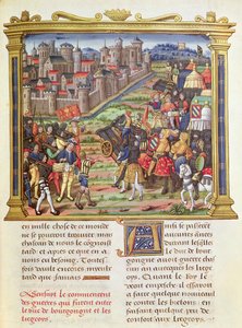 Ms 18 fol.36r Guerra entre Carlos el Temerario, Duque de Borgoña y Lieja en 1467-68, de las Memorias de Philippe de Commines (1445-1509) de French School