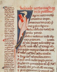 Ms 2046 fol.438 Un pájaro sosteniendo un libro de Gilles de Corbeil (1165-1222) de 
