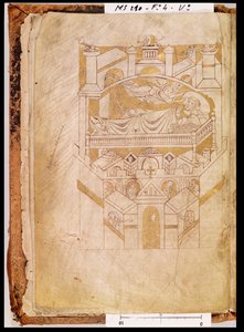 La Visión de San Aubert, del Cartulario de Mont-Saint-Michel, 1150s de French School
