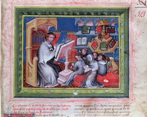 Ms 313 Escena Escolar, de la Biblia des Grands Augustins, 1494 de French School