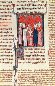 Ms 372 fol.161 Una escena de bautismo, de Decrets de Gratien de French School