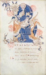 Ms 384 Cristo en Gloria, página del Antifonario de Saint-Denis de French School