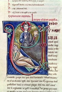 Ms 3 Inicial historiada V o U que representa la Profecía de Isaías, de la Biblia de San Sulpicio de Bourges de French School
