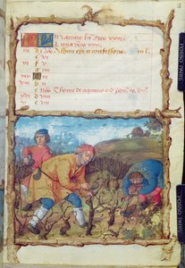 El mes de marzo: Poda de las vides, de un Libro de Horas, 1490 de French School