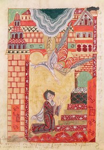 Ms 501 Visión de Santa Aldegonda de Maubeuge, de La Vida y Milagros de San Amand de French School