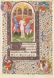 Ms 547 fol.13 Flagelación, de un Libro de Horas usado por una mujer de Poitiers de French School