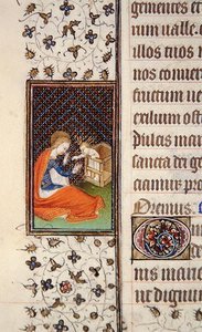 Ms 62, f.205v: Virgen y Niño, detalle de un Libro de Horas francés, c.1445-50 de French School