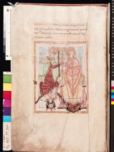 Dagoberto I (609-39), rey de los francos invistiendo a San Audomarus Omer (m.c.669) obispo de Thérouanne, como obispo misionero en el Pas-de-Calais en 637, de la Vida de San Omer