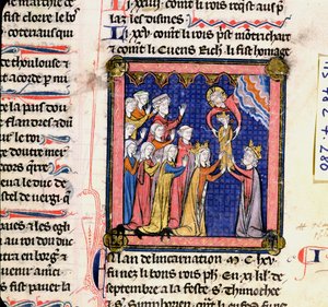 Ms 782 f.280 Rey Felipe II (1165-1223) de Francia, de las Crónicas de Saint-Denis, finales del siglo XIII de French School
