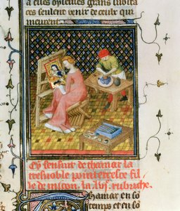 La historia de Thamyris, de `De Claris Mulieribus, de las Obras de Giovanni Boccaccio de French School