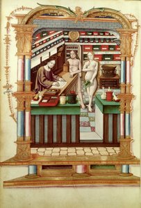 Ms Fr 1537 Cristo el Farmacéutico con Adán y Eva, de Chants royaux sur la Conception couronnee du Puy de Rouen de French School