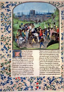 Entrada del joven Luis II de Anjou en París, de la Crónica de Froissart de French School
