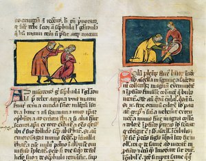 Doctores curando a los enfermos, de una edición del Libro de Cirugía de Rogier de Salerne
