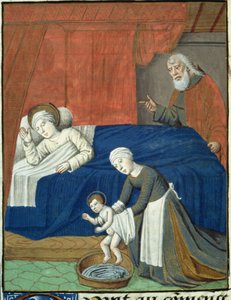 El Nacimiento de la Santísima Virgen María, de Vita Christi, por Ludolf de Sajonia, c.1300