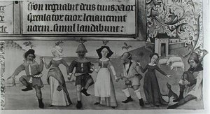 Ms Lat 1173 f.20 Danza pastoral, de las Horas de Carlos de Angulema, c.1480 de French School