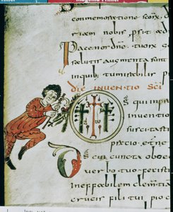 Inicial historiada O, del Sacramentario de Gellone de French School
