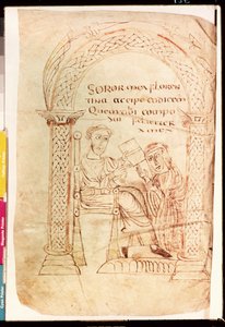 Isidoro ofrece su obra a su hermana Florentina, de De fide catholica ex Veteri et Novo Testamento contra Judaeos por Isidoro de Sevilla, c.800