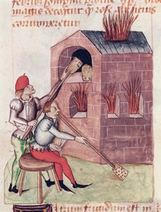 Sopladores de vidrio, de Tractatus de Herbis por Dioscorides de French School