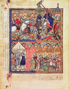 Ms M 638 f.10v Josué, de la Biblia de Imágenes Morgan, c.1244-54