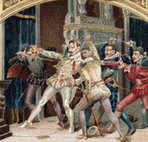 Asesinato del Duque de Guisa (Enrique I de Lorena, conocido como el Balafré) de French School