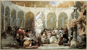 Escena musical en los jardines de Versalles de French School
