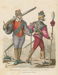 Mosquetero y oficial de infantería, siglo XVI de French School